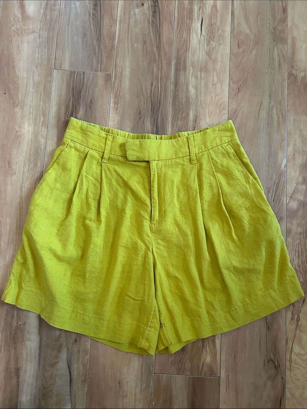 Mustard linen blend shorts - Target - high waist
